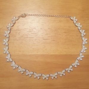 Vintage Avon Silver Bow Wedding Necklace